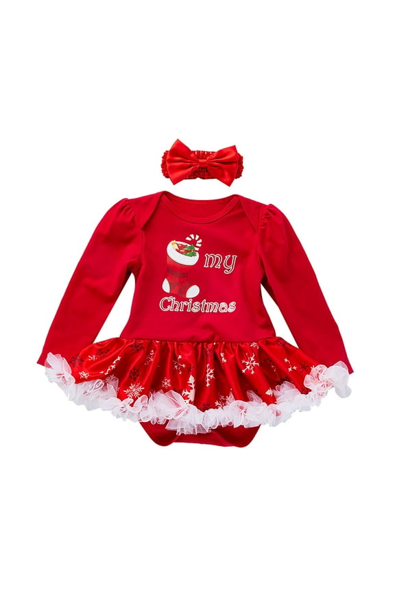 Toddler Girls Christmas Baby Clothes Cotton Spring And Autumn Cell Dress Casual A Line Dresses Bow Christmas Clothes for Holiday Christmas Party（59 Red）