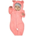 thumbnail image 1 of Generic Toddler Girls Christmas Clothes Baby Boy Long Sleeve Bear Ears Footed Hooded Romper Jumpsuit Coat for Fashion Casual Breathable Outfit Sets(6-12 Months,Pink), 1 of 5