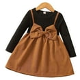 thumbnail image 1 of Generic Toddler Girls Corduroy Suspender Dress Long Sleeve Cute Bow Color Block Sweater Fall Winter Outfits for 2-8 Years, 1 of 6