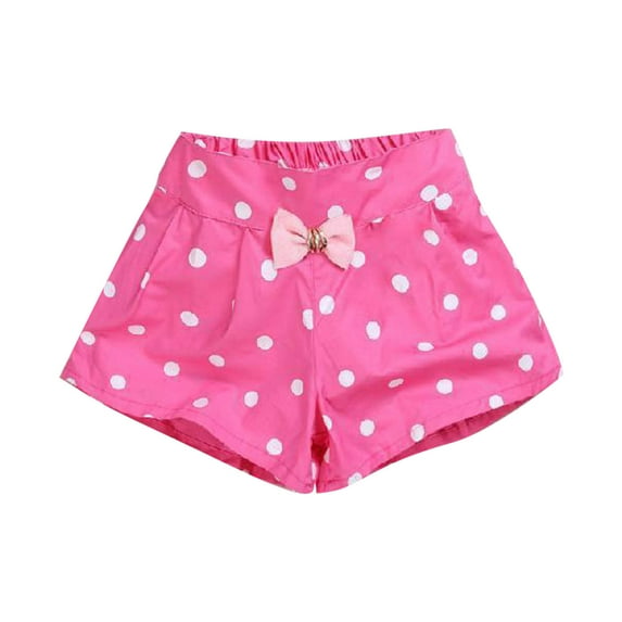 Generic Toddler Girls' High Waist Shorts Kids Baby Girls Boys Cotton Short Pants Polka Dot Printed Bow Shorts for 2-13 Years