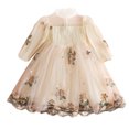 thumbnail image 1 of Generic Toddler Girls Spring Ruffled Tulle Puff Floral Lace Embroidery Princess Dress Show Dress Autumn Winter Clothes for Catwalk Performance Holiday Party Wedding Christmas（4-5 Years Beige）, 1 of 7