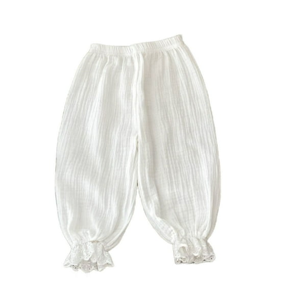 Generic Toddler Girls Summer Casual Comfort Loose Trousers Baby Girls Classic Solid Color Cozy Daily Wear Thin Pants Girls Summer Casual Loose Anti Pants Lace Leg Pants Drawstring Pants