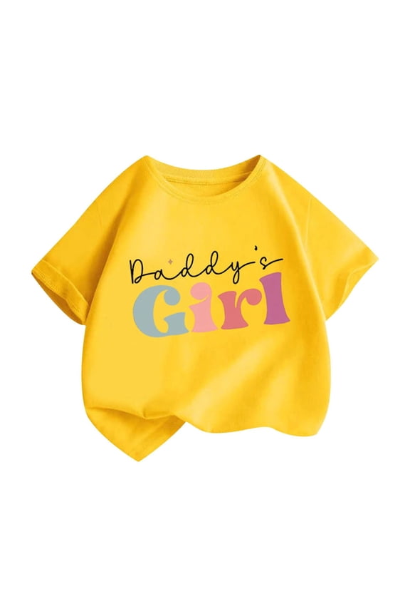 Toddler Girls Tshirt Kids Short Sleeve Round Neck Letter Graphic Tees Shirts Summer Cute Cotton Tops for 2-13 Years