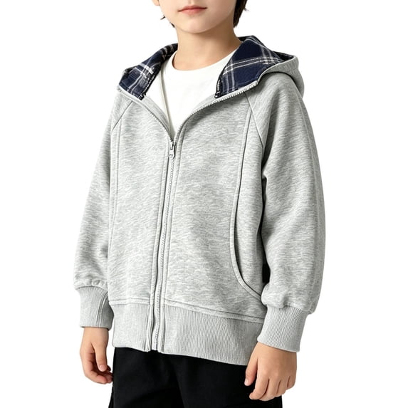 Generic Toddler Girls Zip Up Hoodies Cute Plaid Full-Zip Hooded Sweatshirts Kids Casual Spring Fall Sweatshirt Jackets with Pockets
