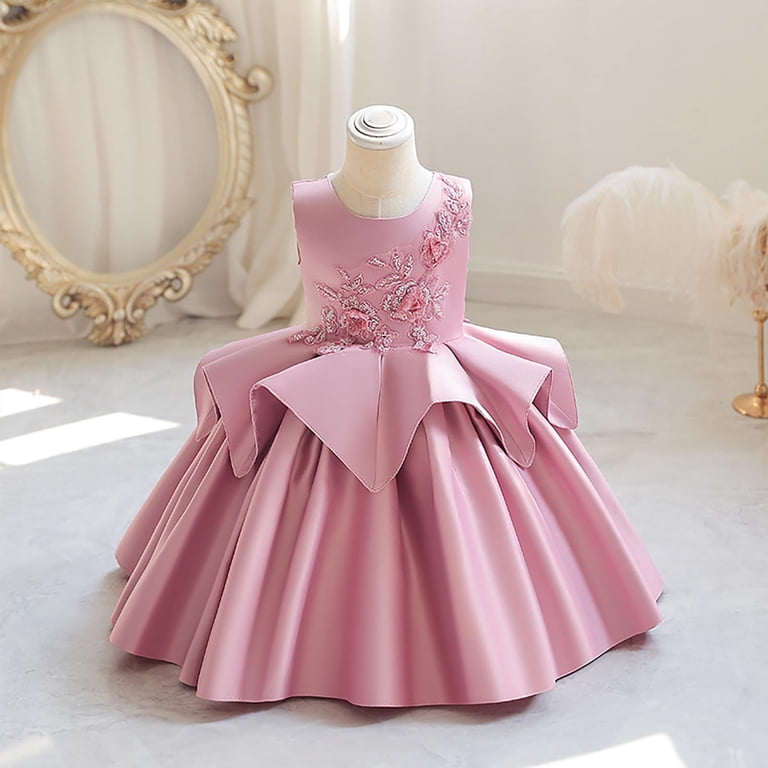 toddler evening dress Plus Size Toddler Dress Formal Ruffle Sleeve Satin Dress Crewneck Tulle  Flower Girl Dresses for Wedding Elegant Princess Dress Up for Girls 4-6  Gowns and Evening Dresses,Royal Blue 4-5 Years