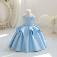 thumbnail image 1 of Generic Toddler Gowns New Satin Cloth Children's Evening Dress Three Design European Flower Girl Dresses for Fashion Casual Birthday Holiday Party Gown(18-24 Months,Blue), 1 of 8