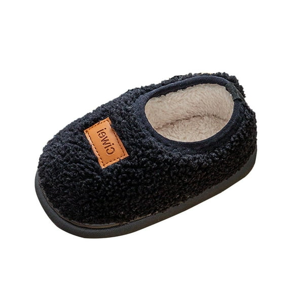 Generic Toddler House Slippers Kids Slippers Girls Boys Slippers Cotton Non Slip Comfy House Slippers Bedroom Slippers Autumn And Winter Warm Indoor Shoes(5.5-6 Years,Black)