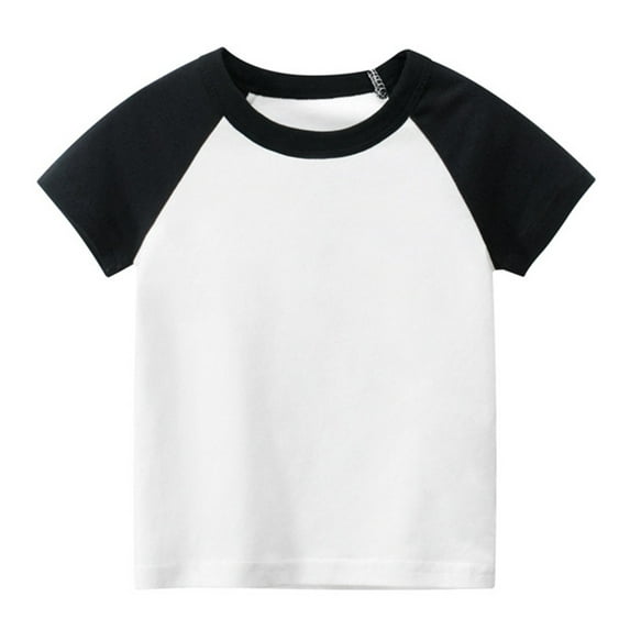 Generic Toddler Kids Baby Boys Girls Color Block Short Sleeve Crewneck T Shirts Tops Tee Clothes For Children