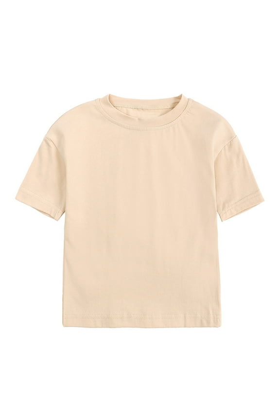 Toddler Kids Baby Boys Girls Solid Basic Short Sleeve Crewneck T Shirts Tops Tee Clothes For Children