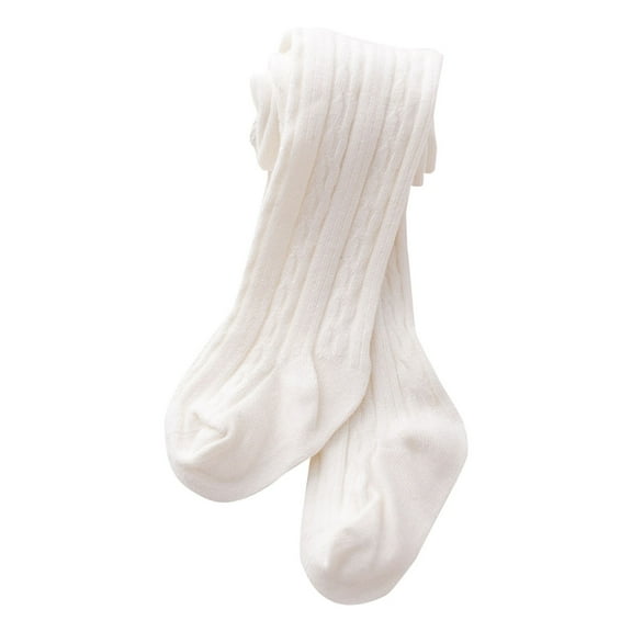 Generic Toddler Kids Baby Girls Cotton Solid Warm Leggings Pantyhose Stretchy Basic Full Length Pants Socks Pantihose for Winter（4-6 Years White）