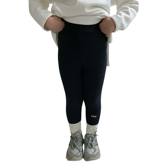 Generic Toddler Kids Baby Girls Cotton Thick Lined Warm Leggings Pantihose Stretchy Basic Ninth Ankle Length Pants Pantyhose for Winter Stocking（6-12 Months Black）