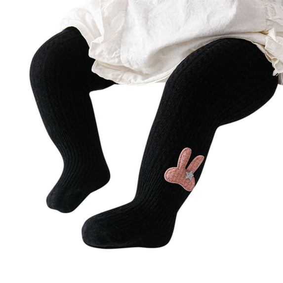Generic Toddler Kids Baby Girls Knitted Warm Full Leggings Pantihose Stretchy Basic Pants Spring Summer Pantyhose(0-6 Months Black)