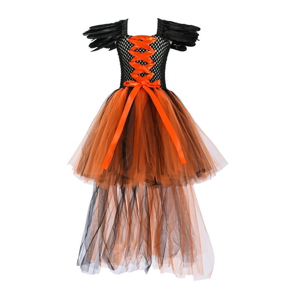 Generic Toddler Kids Baby Girls Magnificent Witch Halloween Rainbow Black Gown Fancy Dress Up Party Tulle Dresses for Christmas Holiday Party Halloween(2-3 Years Beige)
