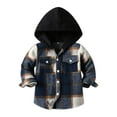 thumbnail image 1 of Generic Toddler Kids Baby Outwear Long Sleeve Hooded Plaid Jacket for Girls Boys Puffer Jacket for Holiday Winter Party Christmas（18-24 Months Gray）, 1 of 7
