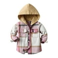 thumbnail image 1 of Generic Toddler Kids Baby Outwear Long Sleeve Hooded Plaid Jacket for Girls Boys Puffer Jacket for Holiday Winter Party Christmas（3-6 Months Pink）, 1 of 8
