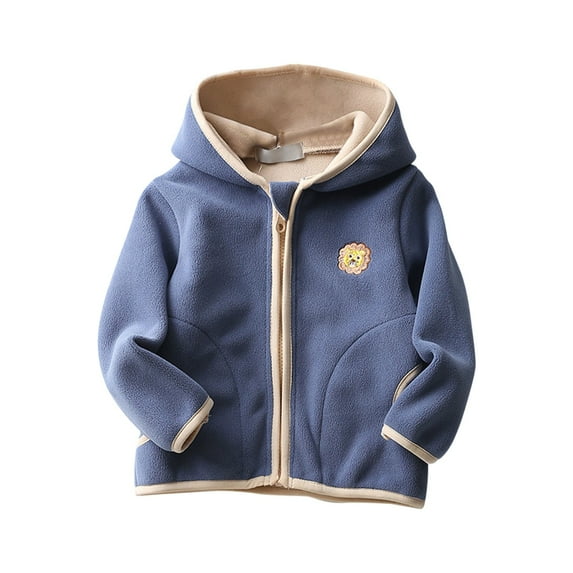 Generic Toddler Kids Baby Outwear Long Sleeve Round Neck Solid Color Jacket Zipper Hooded Windproof Long Sleeve Coats For Girls Or Boys Little Girl Warm Outerwear Clothes