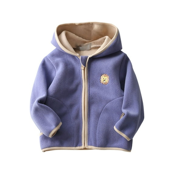 Generic Toddler Kids Baby Outwear Long Sleeve Round Neck Solid Color Jacket Zipper Hooded Windproof Long Sleeve Coats For Girls Or Boys Little Girl Warm Outerwear Clothes