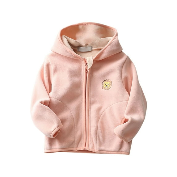 Generic Toddler Kids Baby Outwear Long Sleeve Round Neck Solid Color Jacket Zipper Hooded Windproof Long Sleeve Coats For Girls Or Boys Little Girl Warm Outerwear Clothes