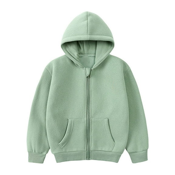 Generic Toddler Kids Baby Outwear Long Sleeve Round Neck Solid Color Jacket Zipper Hooded Windproof Long Sleeve Coats For Girls Or Boys Long Sleeve Solid Color Sweater Coats