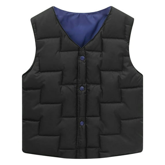 Generic Toddler Kids Baby Winter Warm Jacket Outerwear Solid Color Vest Coat Outwear for Girls Boys for Holiday Winter Party Christmas(3-4 Years Black)