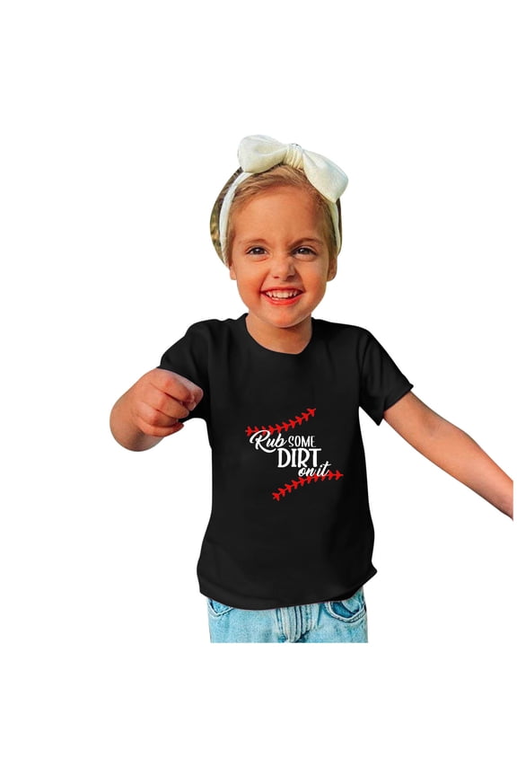 Toddler Kids Boys Girls Baseball Graphic T Shirts Short Sleeve Round Neck Summer Casual Loose Fit Tops for 3-14 Years