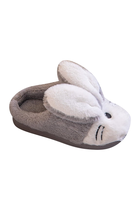 Toddler Kids Children's Boys Girls Print Bunny Print Furry Shoes Indoor Home Warm Slippers Walking Shoes(32 Gray)