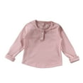 thumbnail image 1 of Generic Toddler Kids Henley Knitted Shirts Girls Boys Crewneck T-Shirt Solid Button Collar Base Tee Casual Rib Pullover Tops, 1 of 7