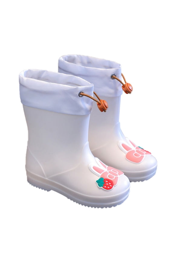 Toddler Kids 𝐖aterproof Rain Boots Elastic Shrink Collar Mud Boots Girls Boys Rabbit Design Non Slip Boots
