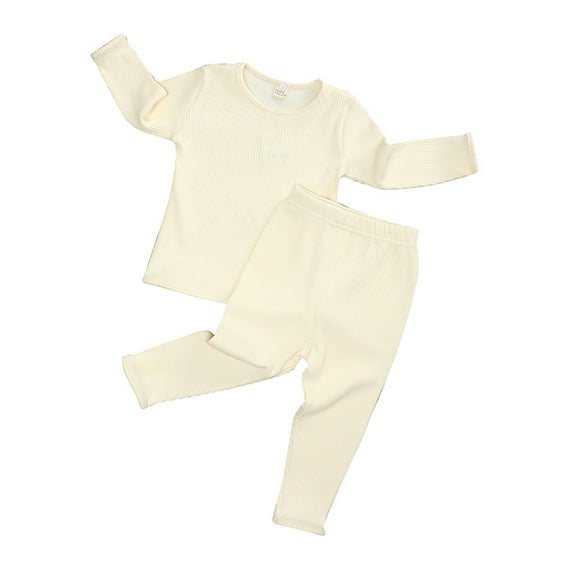 Generic Toddler Pajamas Outfits Baby Girls Boys Pajamas Set Toddler Kids Baby Boys Girls Solid Knit Tops Pants Pajamas Sleepwear Outfits Set Casual Loose Pajamas Set for Family ﻿