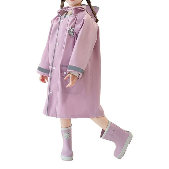 Generic Toddler Raincoat Boys Girls Rain Poncho Lightweight Waterpoof Kids Rain Jacket 3D Cartoon Children Rainwear for Girl Boy(8-9 Years,Purple)