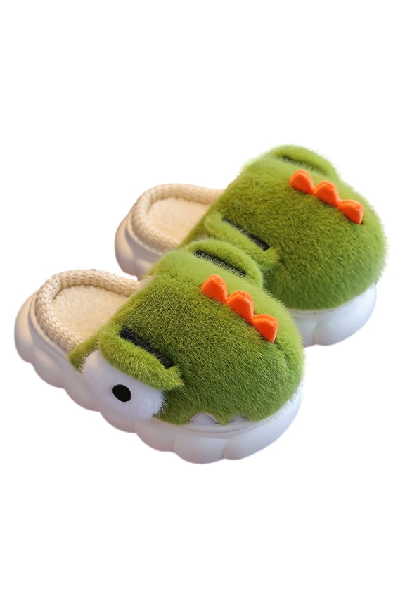 Toddler Shoes Girl Kids Baby Boys Girls Winter Slippers Cartoon Dinosaur Non Slip Home Indoors Shoes for Fashion Breathable Comfortable Shoe(3.5-4 Years,Green)