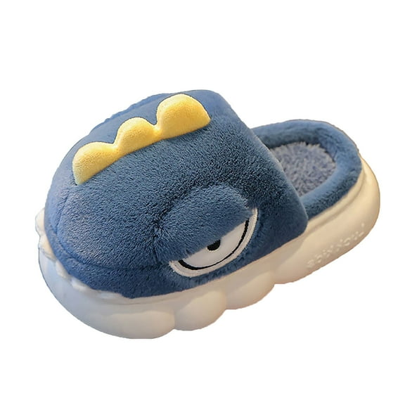 Generic Toddler Slippers Boys Children's Cotton Slippers Boys Winter Girls Cute Children Indoor Home Baby Non Slip Furry Dinosaur Package With Cotton Shoes Clearance Shoes(2.5-3 Years,Dark Blue)