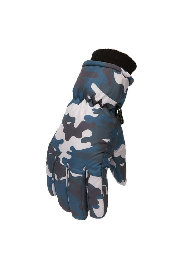 Toddler Snow Mittens Youth Snow Gloves Cozy Fleece-Lined Gloves For Kids Winter Outdoor Kids Boys Girls Snow Skating Snowboarding Windproof Warm Ski Camouflage Gloves Size M/L