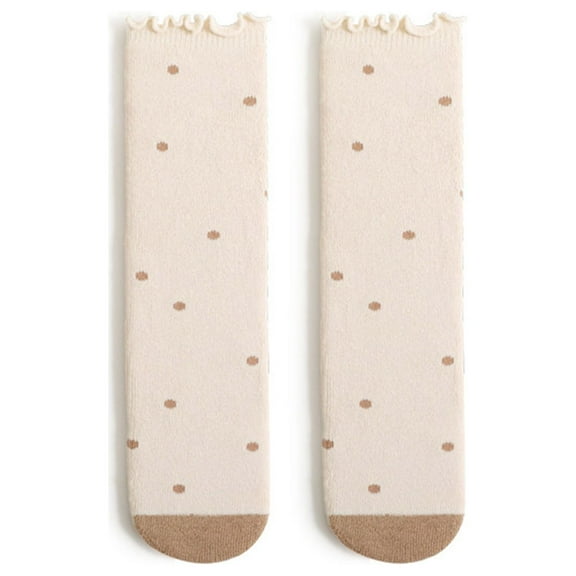 Generic Toddler Socks Girls Babies Children Thick Warm Knee-Length Loose Hose Socks for All Seasons Non-Slip Fashion Casual Breathable ﻿(One Size,Beige)