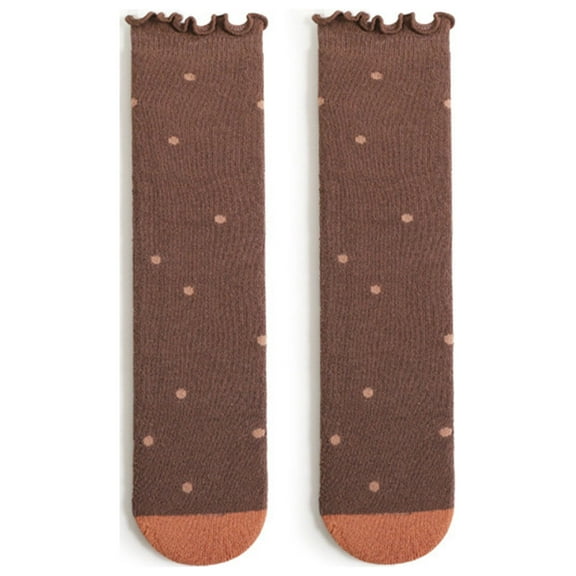 Generic Toddler Socks Girls Babies Children Thick Warm Knee-Length Loose Hose Socks for All Seasons Non-Slip Fashion Casual Breathable ﻿(One Size,Coffee)