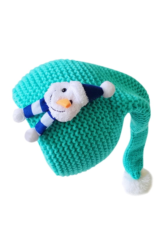 Generic Toddler Winter Hat Long Tail Crochet Knitted Cartoon Beanie Cute Baby Skull Cap for Holiday Party Photo Props Christmas Long Tail Crochet Beanie Santa Photo Props Knit Hat
