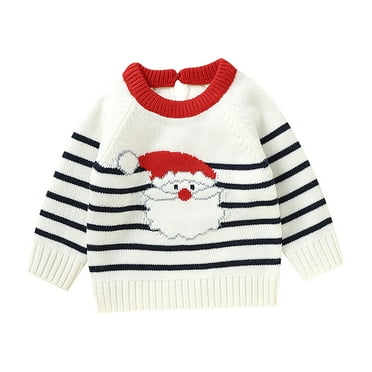 Baby Fall And Winter New Christmas Cute Santa Knit Sweater Top Set