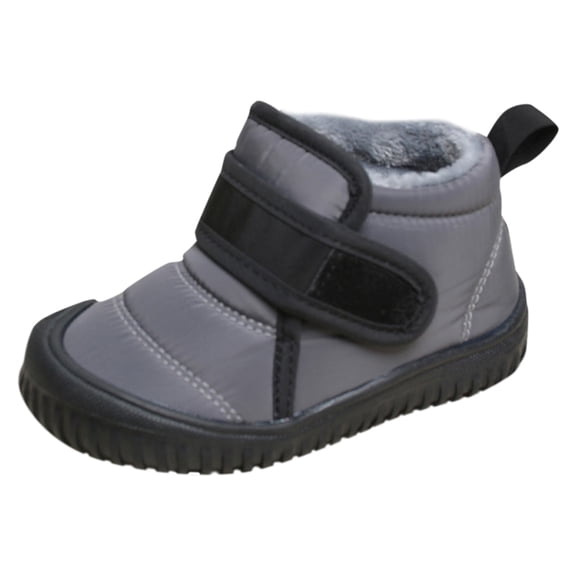 Generic Toddler Winter Snow Boots Boys Girls Cold Weather Baby Shoes Hook Loop Thermal Lined Snow Boots Toddlers/Little Kid(18-24 Months,Gray)