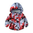 thumbnail image 1 of Generic Toddler Boys Girls Long Sleeved Snowproof Ski Windbreaker Coat Double Zipper Kids Hooded Windproof Jacket for Holiday Winter Party Christmas（12-18 Months Red）, 1 of 3