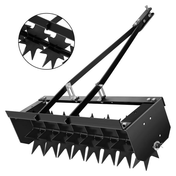 Generic Tow Behind Lawn Aerator with 3.9-Inch Spacing & Universal Hitch, Tow Behind Spike Aerator Machine, Pull Behind Lawn Plug Aerator for Yard, Ranch, Orchard