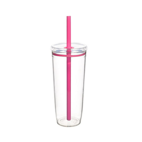 Generic Tumbler with Lid and Straw, Leak Proof and Double Wall Insulated Reusable Plastic Cups,Travel Reusable Iced Coffee Cup