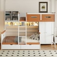 thumbnail image 1 of Generic Twin Over Full Wooden Bunk Bed with Wardrobe, Drawers, Shelves and LED light, 1 of 9