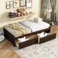 thumbnail image 1 of Generic Twin Size Bed with 2 Drawers, Solid Rubber Wood Bed,Espresso, 1 of 9