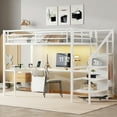 thumbnail image 1 of Generic Twin XL Loft Bed with L-Shaped Desk & USB Ports, Built-in Wardrobe & LED Lighting, Adjustable Shelves & Study Station for Teens & Adults, Space-Saving Design for Dorms & Small Rooms, White, 1 of 9