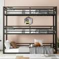 thumbnail image 1 of Generic Twin XL Triple Bunk Bed, 3-Tier Metal Bed Frame with Safety Guardrails, Heavy-Duty Noise-Reduced Design, Space-Saving Structure for Shared Rooms & Dormitories, Black, 1 of 9