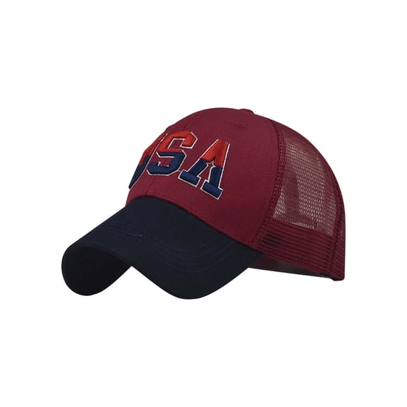 Generic USA Hats for Men American Flag Cap Adjustable Embroidered Patriotic Baseball Hat Trucker Hat for Men Women