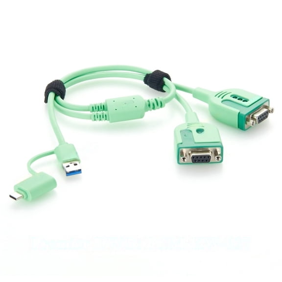 Generic USB-A & USB-C to RS232 Serial Adapter Cable USB to Dual DB9 Female COM Port Converter with FTDI FT232RNL Chip for PLC, CNC