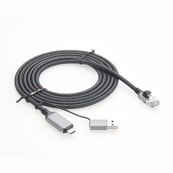 Generic USB3.0 USB C Network Cable 1000Mbps 2 In 1 USB A USB C to RJ45 Gigabit Ethernet Cable CAT6 LAN Network Card Cable for PC MacBook