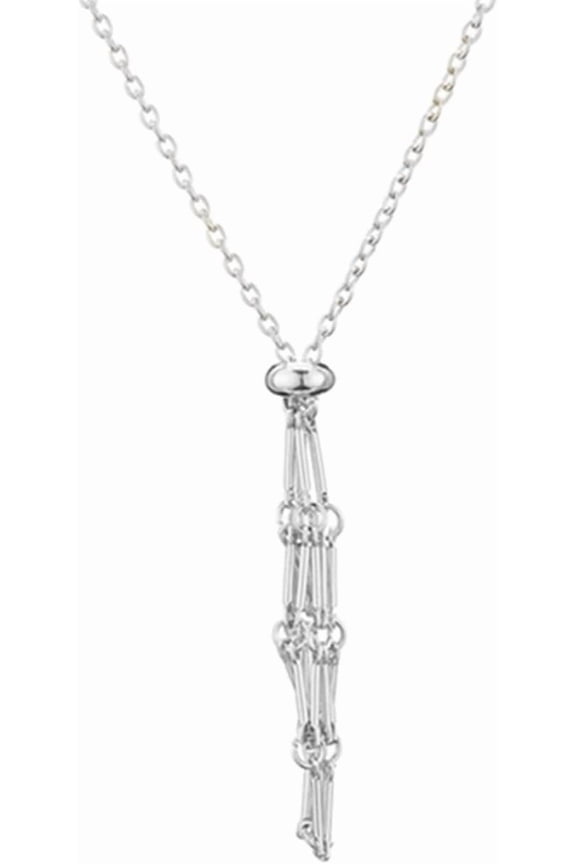 Generic Unisex Adult Brass Macrame Pouch Adjustable Slider Necklace 18.11 inch (46cm) Metal Platinum