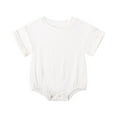 thumbnail image 1 of Generic Unisex Baby Boys Girls T Shirt Romper Solid Color Short Sleeve Bubble Oversized One Piece Bodysuit Tops for 3-24 Months, 1 of 7